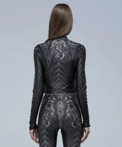 Punk Rave Inclementia Top Black / Gray Ladies