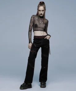 Punk Rave Inclementia Top Black / White Ladies