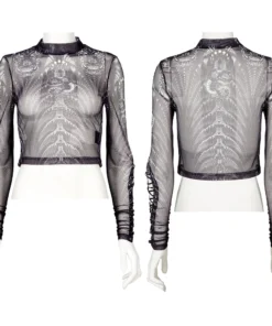 Punk Rave Inclementia Top Black / White Ladies