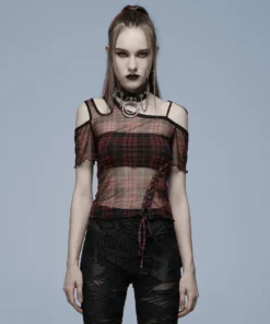 Punk Rave Plaid Punk Top Red