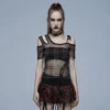 Ladies Punk Rave Plaid Punk Top Black