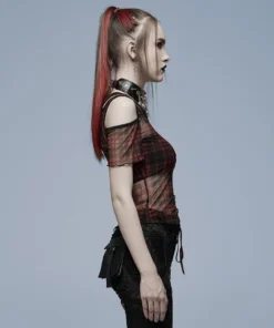Punk Rave Plaid Punk Top Red