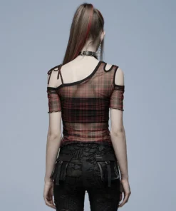 Punk Rave Plaid Punk Top Red