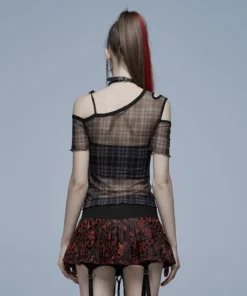 Ladies Punk Rave Plaid Punk Top Black 14 Ladies Punk Rave Plaid Punk Top Black