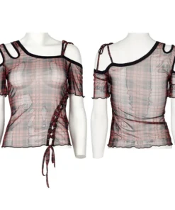 Punk Rave Plaid Punk Top Red