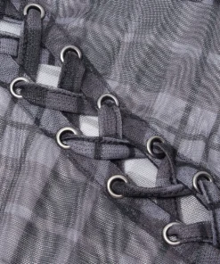 Ladies Punk Rave Plaid Punk Top Black 17 Ladies Punk Rave Plaid Punk Top Black