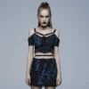Punk Rave Elantra Top Black / Blue Ladies