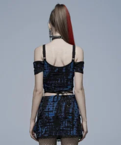 Punk Rave Elantra Top Black / Blue Ladies