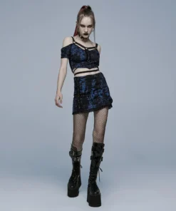 Punk Rave Elantra Top Black / Blue Ladies