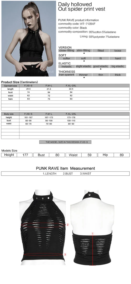 Ladies Punk Rave Jocasta Vest Black 12 Ladies Punk Rave Jocasta Vest Black