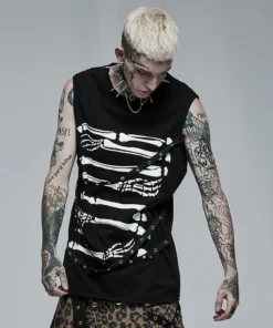 Punk Rave Skeletal Bones Sleeveless T-Shirt