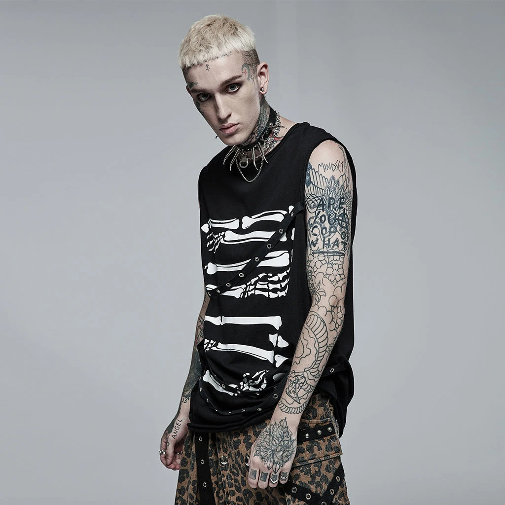 Punk Rave Skeletal Bones Sleeveless T-Shirt 4 Punk Rave Skeletal Bones Sleeveless T-Shirt
