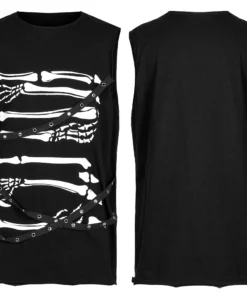 Punk Rave Skeletal Bones Sleeveless T-Shirt 16 Punk Rave Skeletal Bones Sleeveless T-Shirt