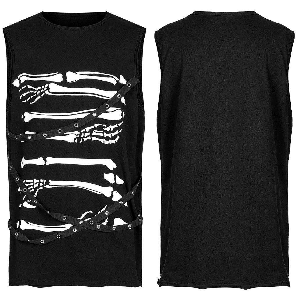 Punk Rave Skeletal Bones Sleeveless T-Shirt 7 Punk Rave Skeletal Bones Sleeveless T-Shirt