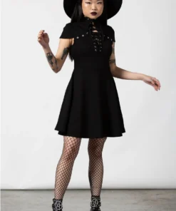 Ladies Killstar Tied Up Skater Dress 12 Ladies Killstar Tied Up Skater Dress