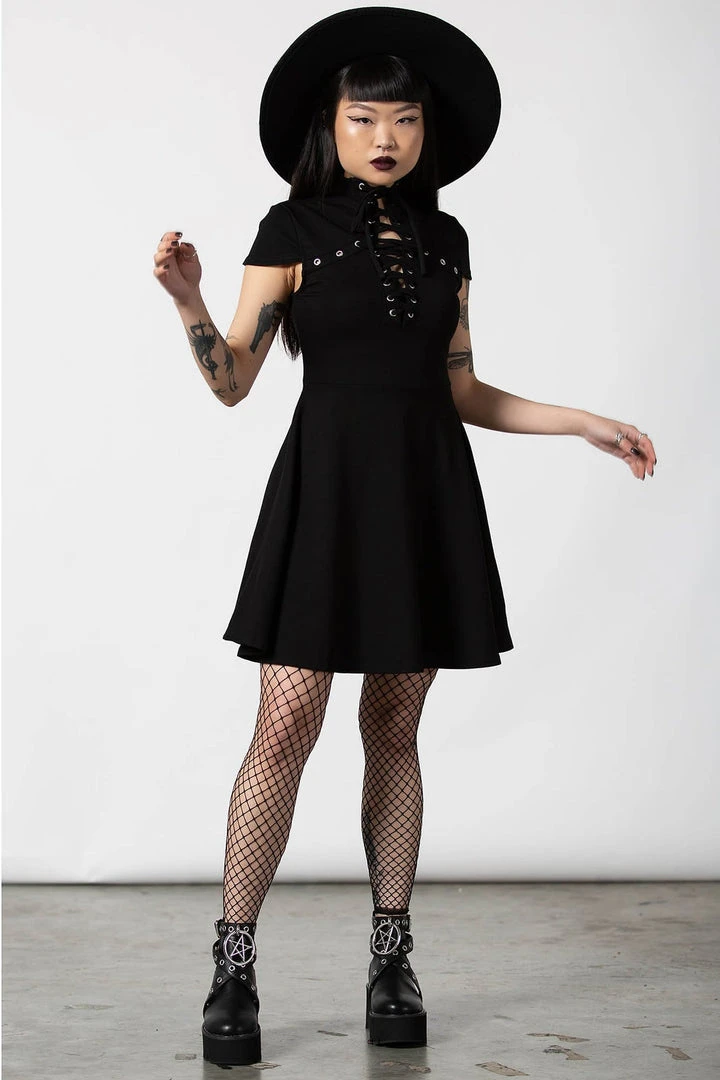 Ladies Killstar Tied Up Skater Dress 5 Ladies Killstar Tied Up Skater Dress
