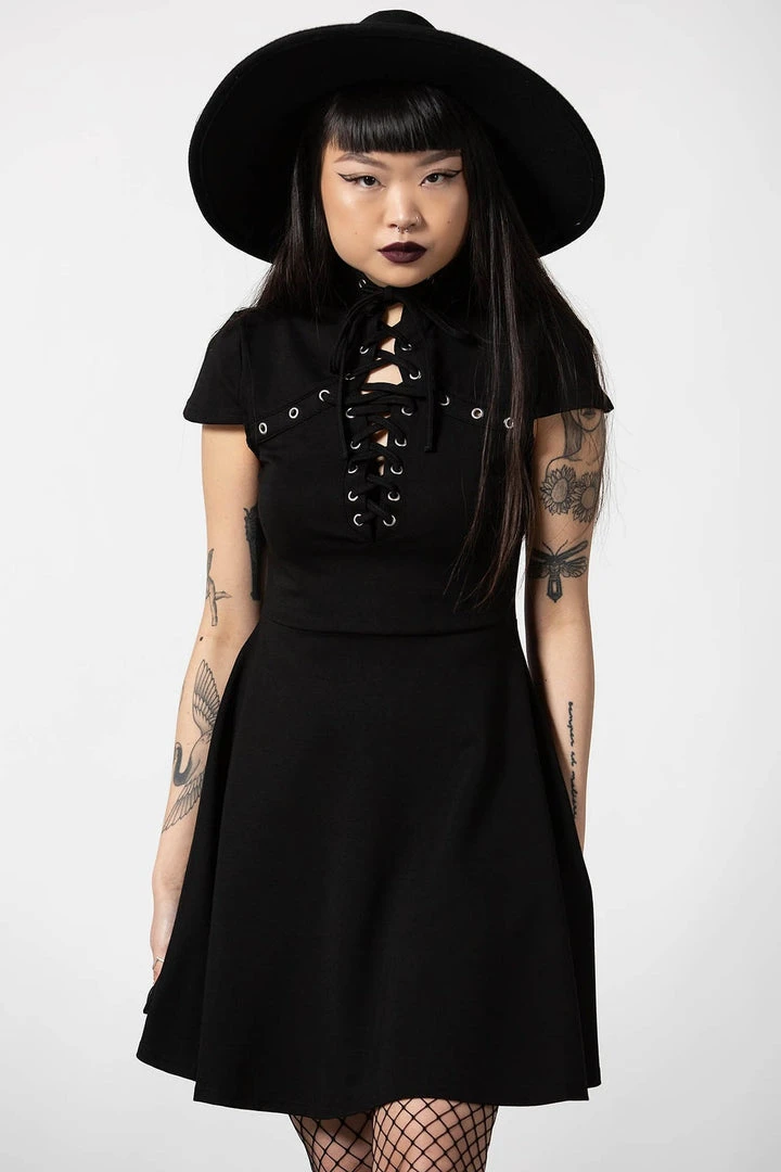 Ladies Killstar Tied Up Skater Dress 4 Ladies Killstar Tied Up Skater Dress