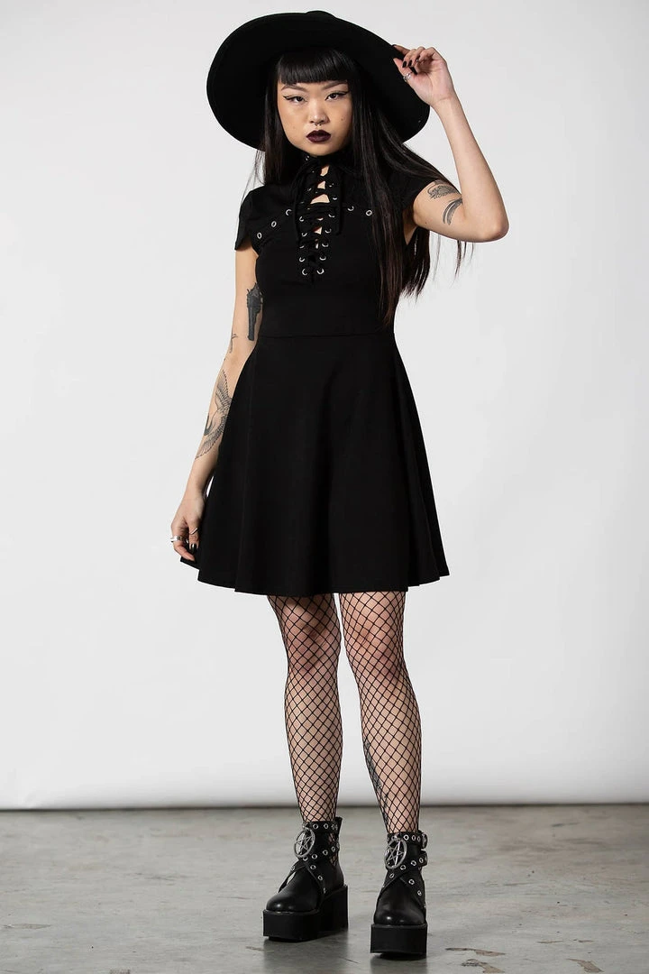 Ladies Killstar Tied Up Skater Dress 6 Ladies Killstar Tied Up Skater Dress