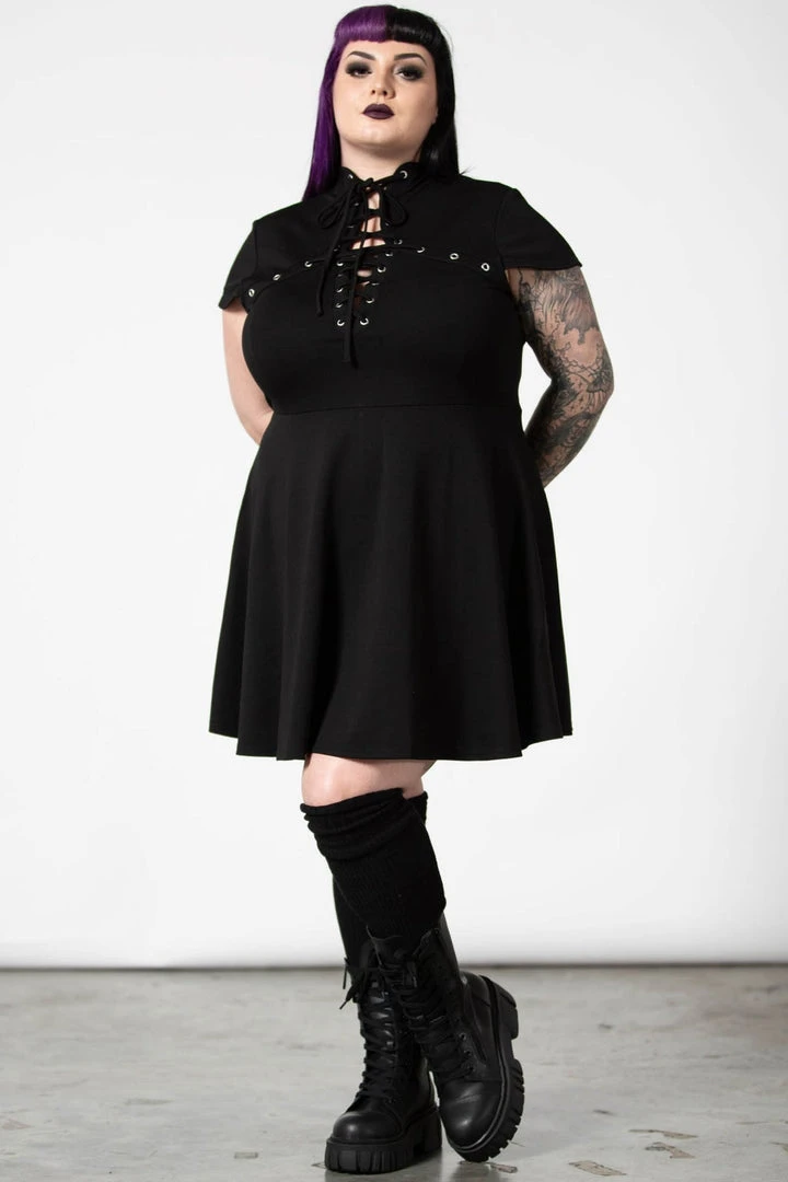 Ladies Killstar Tied Up Skater Dress 8 Ladies Killstar Tied Up Skater Dress