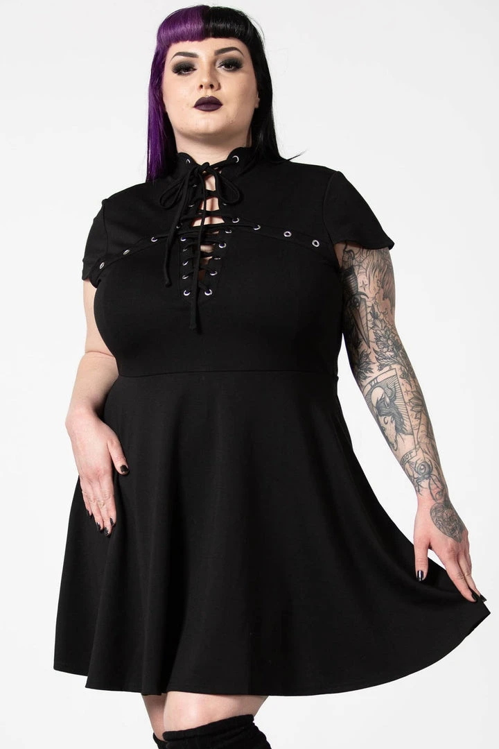 Ladies Killstar Tied Up Skater Dress 3 Ladies Killstar Tied Up Skater Dress