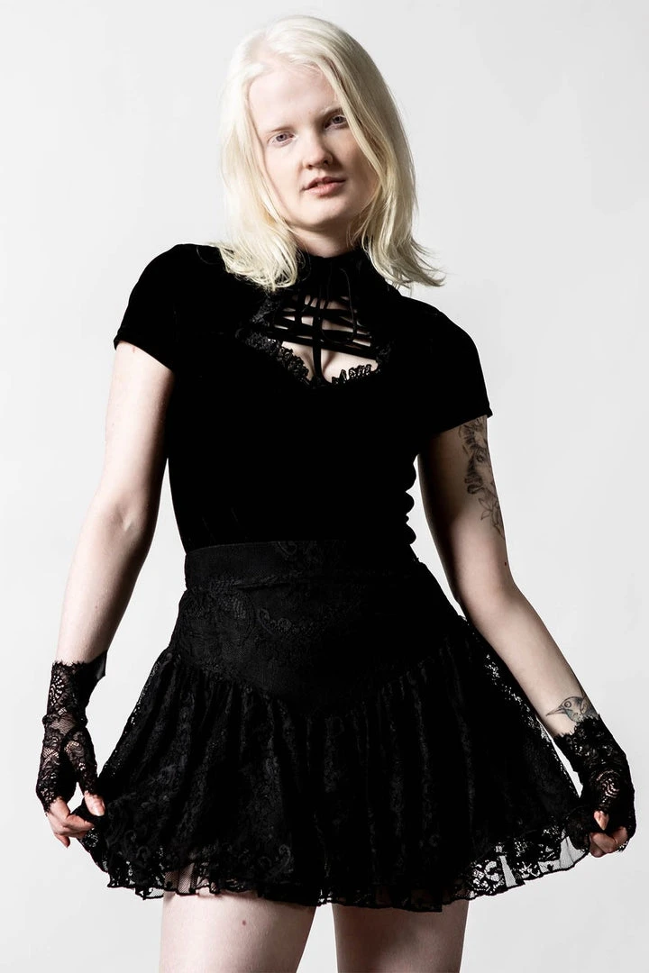 Ladies Killstar To Die For Lace Skirt Black 3 Ladies Killstar To Die For Lace Skirt Black