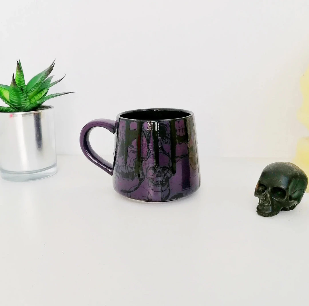 New Arrivals Weird & Wonderful Ceramics Purple Skull Stumpy Mug 3 New Arrivals Weird & Wonderful Ceramics Purple Skull Stumpy Mug