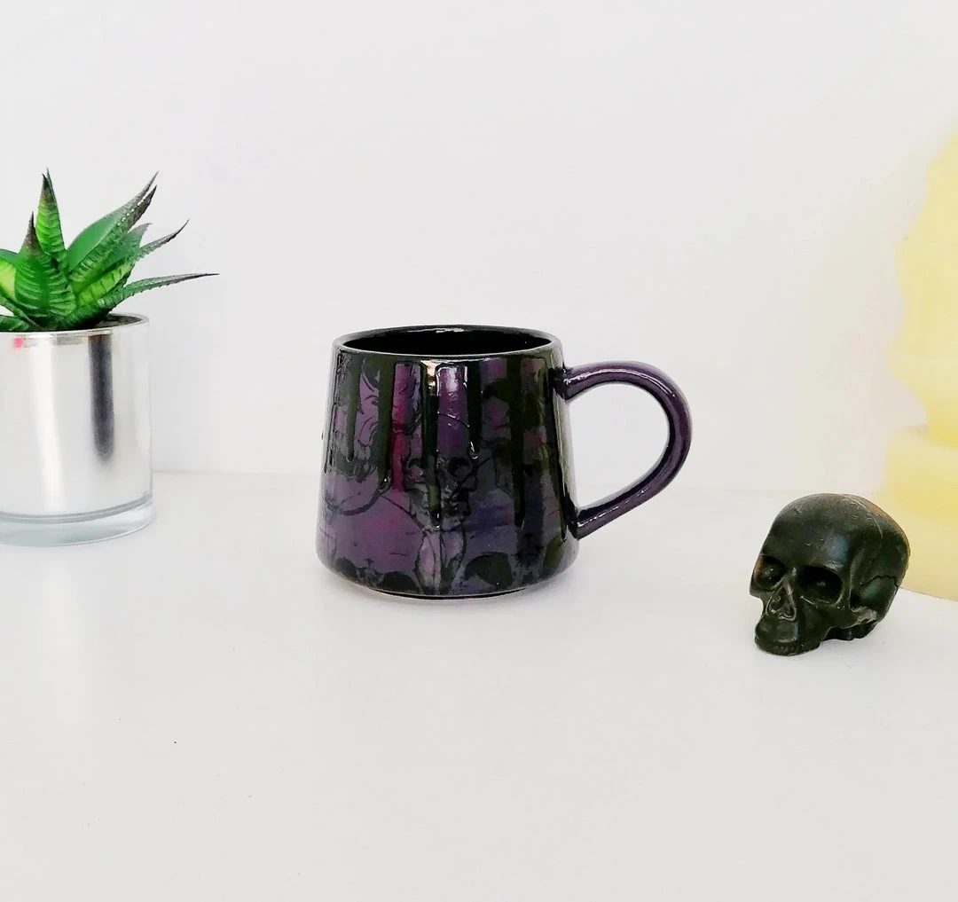 New Arrivals Weird & Wonderful Ceramics Purple Skull Stumpy Mug 7 New Arrivals Weird & Wonderful Ceramics Purple Skull Stumpy Mug