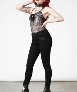Killstar Violenta Lace-Up Bodysuit Ladies
