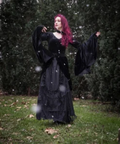 Ladies Dark In Love Violet Black Velvet Top