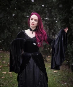 Ladies Dark In Love Violet Black Velvet Top