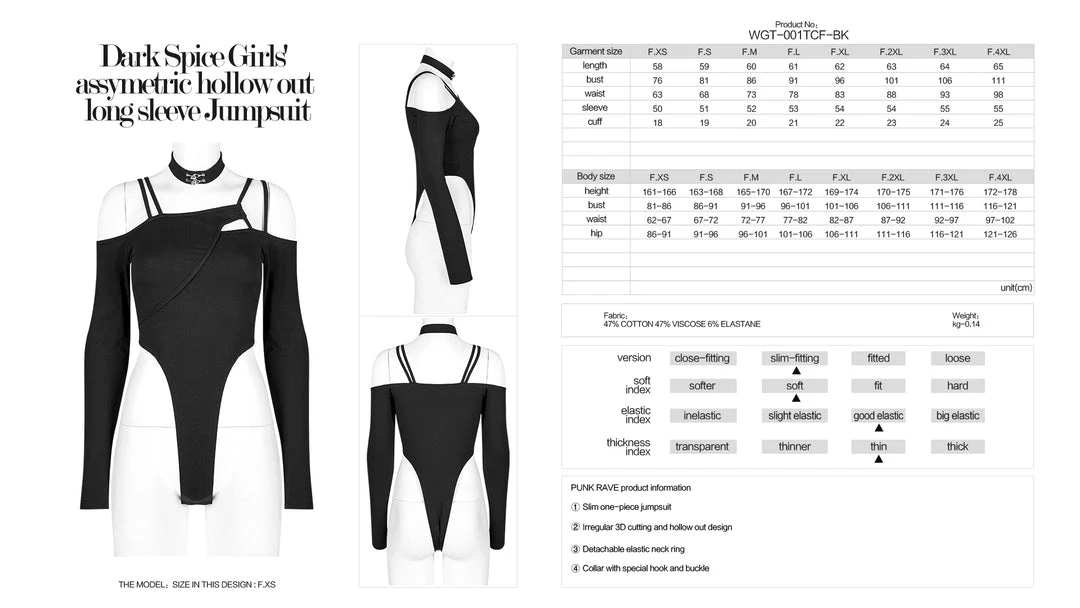 Punk Rave Flora Asymmetric Bodysuit 11 Punk Rave Flora Asymmetric Bodysuit