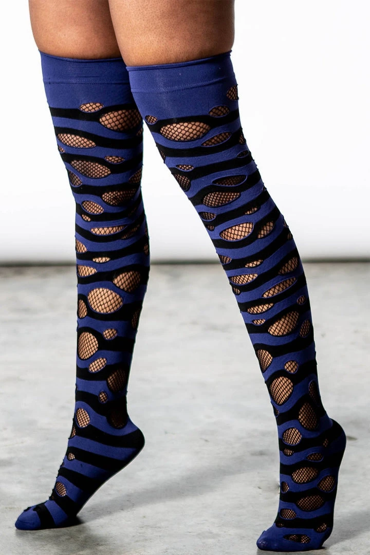 Killstar Wretched Soul Distress Socks Black / Midnight 5 Killstar Wretched Soul Distress Socks Black / Midnight