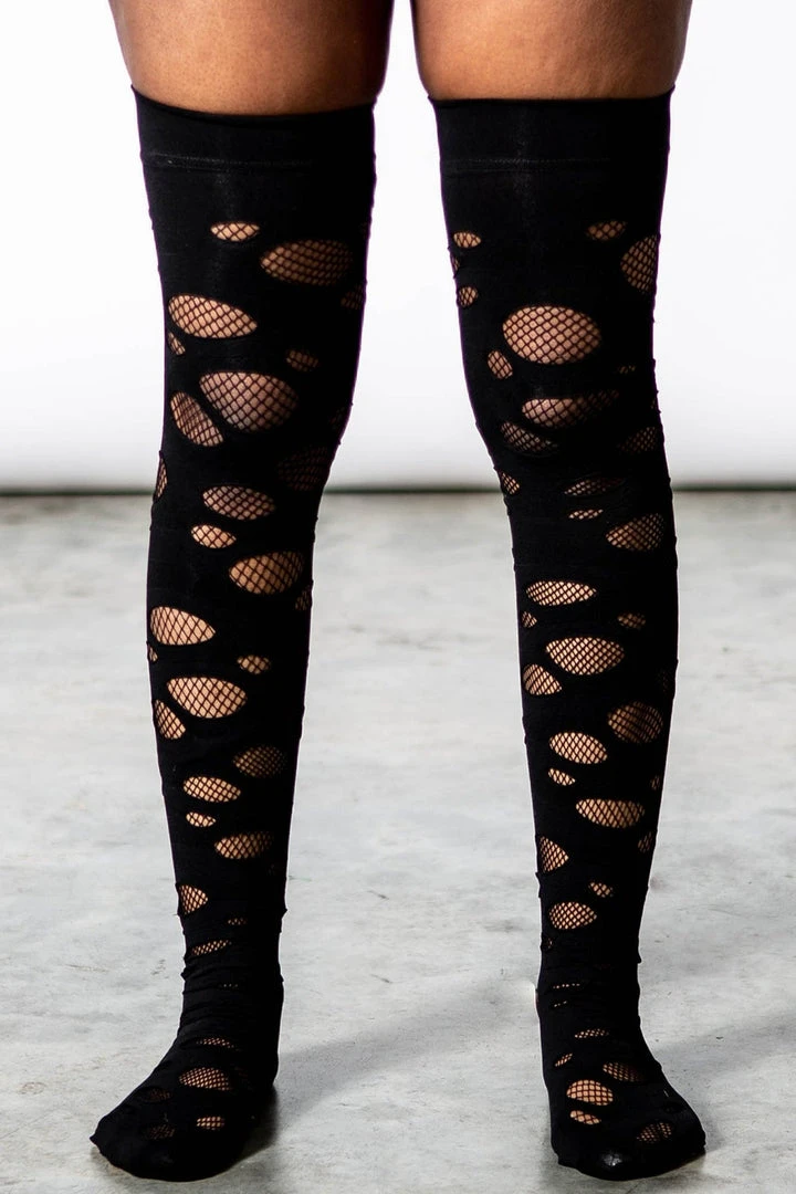 Killstar Wretched Soul Distress Socks Black Ladies 3 Killstar Wretched Soul Distress Socks Black Ladies