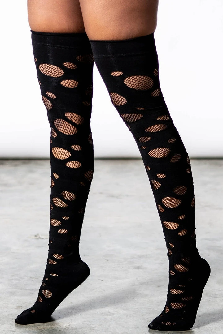 Killstar Wretched Soul Distress Socks Black Ladies 4 Killstar Wretched Soul Distress Socks Black Ladies