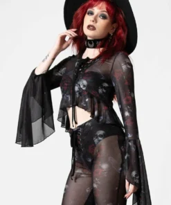 Killstar Wicked Rose Mesh Blouse New Arrivals