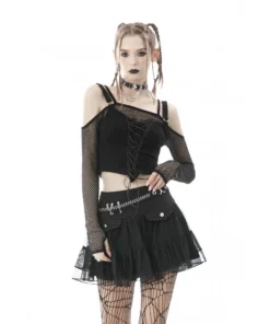 Ladies Dark In Love Carina Fishnet Top