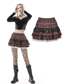 Ladies Dark In Love Exigis Tartan Skirt
