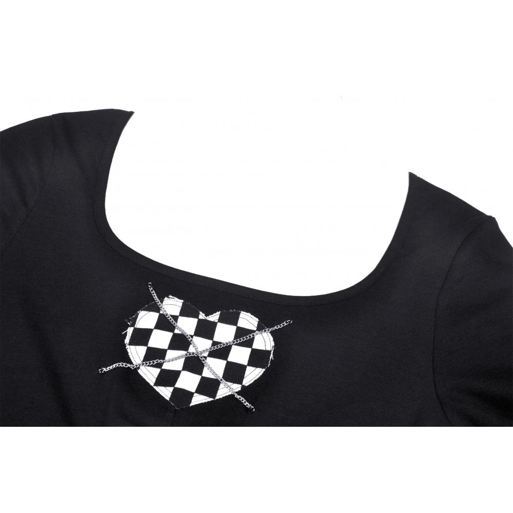 Dark In Love Checkered Heart Crop Top Ladies 10 Dark In Love Checkered Heart Crop Top Ladies