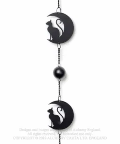 Alchemy Gothic Black Cat Moon Hanging Decoration