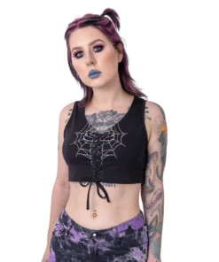 Ladies Rockabella Black Widow Top