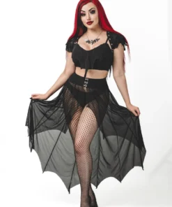 Ladies Necessary Evil Camazotz Bat Wing Effect Lace Up Bolero Top