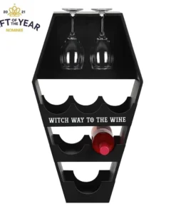 Gothic Gifts Witch Way To Wine Coffin Shelf - In Stock Now Homeware