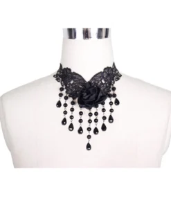 Accessories Devil Fashion Onyx Rose Necklace