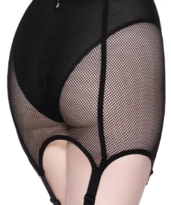 Ladies Killstar Pussy Power Fishnet Skirt - Black