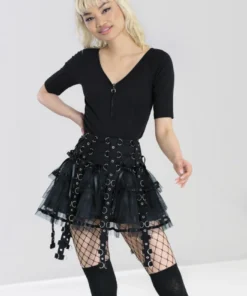 Hell Bunny Chai Mini Skirt Black Ladies