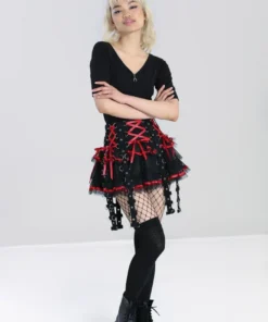Hell Bunny Chain Mini Skirt Black / Red Ladies