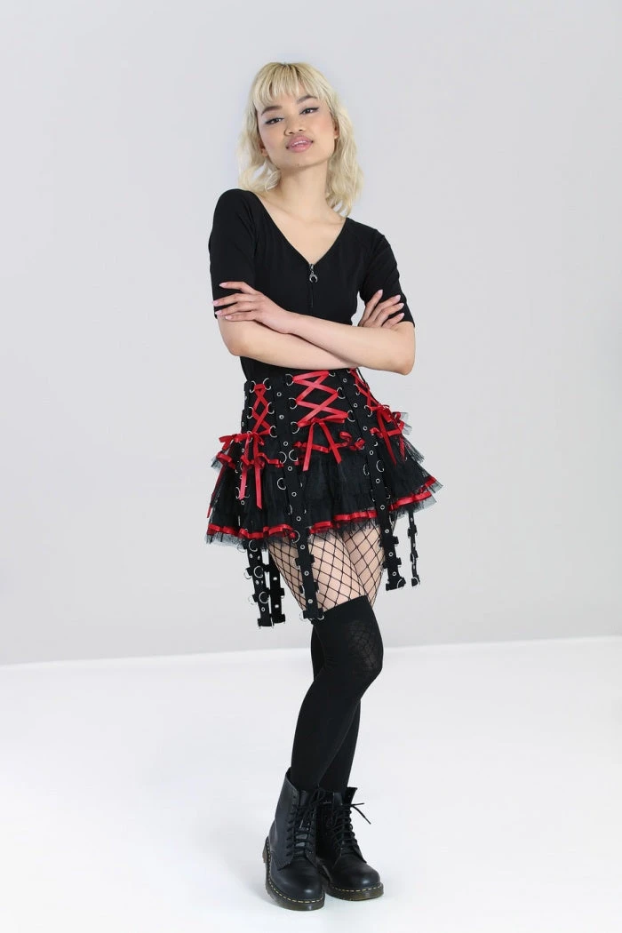 Hell Bunny Chain Mini Skirt Black / Red Ladies 4 Hell Bunny Chain Mini Skirt Black / Red Ladies