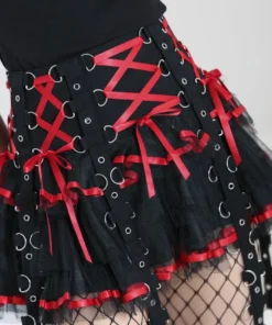 Hell Bunny Chain Mini Skirt Black / Red Ladies 12 Hell Bunny Chain Mini Skirt Black / Red Ladies