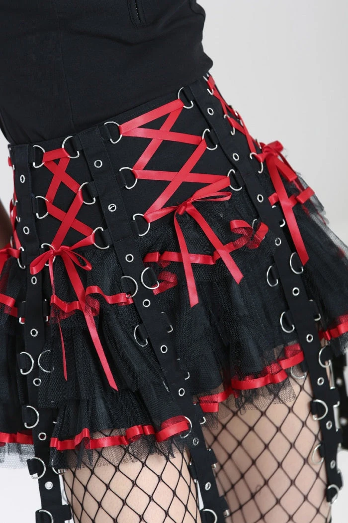 Hell Bunny Chain Mini Skirt Black / Red Ladies 5 Hell Bunny Chain Mini Skirt Black / Red Ladies
