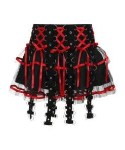 Hell Bunny Chain Mini Skirt Black / Red Ladies 14 Hell Bunny Chain Mini Skirt Black / Red Ladies